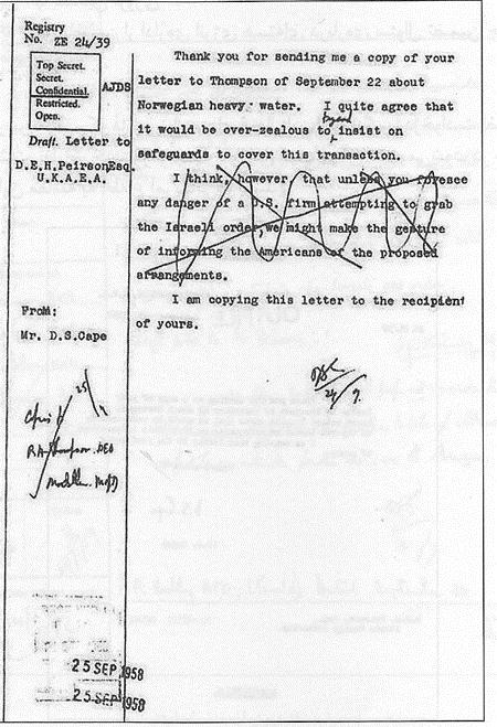 Some document about British nuclear aid to Israel